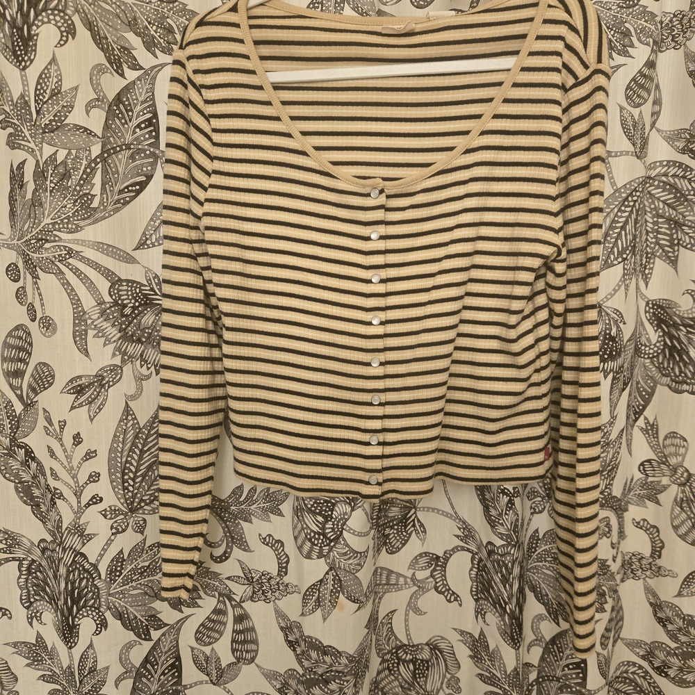 Levi's Black and Cream Striped Button-Down Shirt